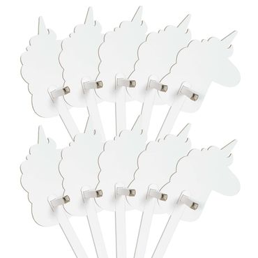 Cavallo con bastone FOLDZILLA - Set da 10 pezzi unicorno bianco da colorare/decorare con adesivi