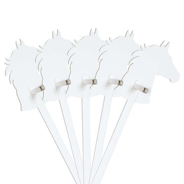 FOLDZILLA Cavallo con bastone - Set cavallo bianco da colorare/decorare con adesivi
