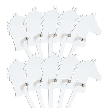 Cavallo con bastone FOLDZILLA - Set da 10 pezzi cavallo bianco da colorare/decorare con adesivi