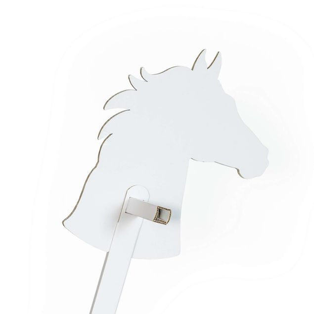 Cavallo con bastone FOLDZILLA - Cavallo bianco da colorare/decorare con adesivi