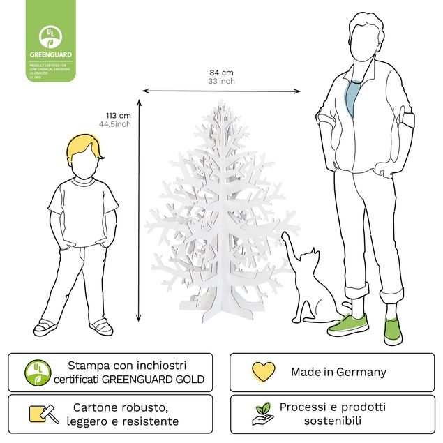 FOLDZILLA Albero di Natale - Sustainable Christmas tree white for Drawing/Stickers